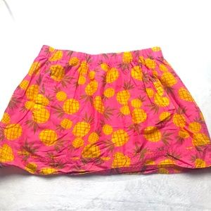 J. Crew Pink Pineapple Fruit Sidewalk Skirt Size S Pockets Cotton Summer